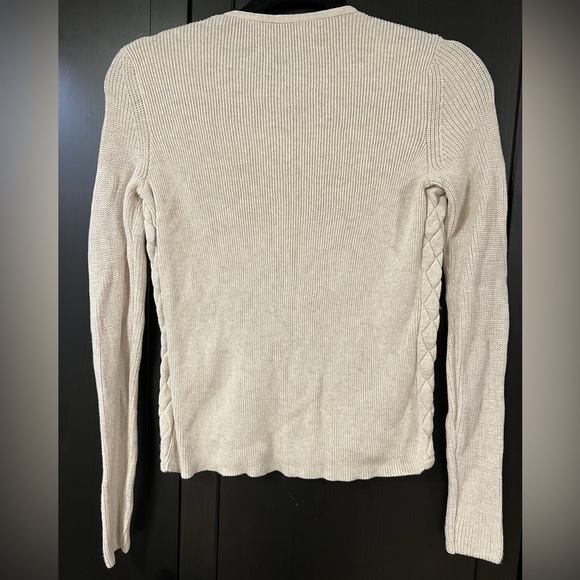 Charter Club Oatmeal Cable Knit Zip Cardigan Sweater - Size S / Petite PP - Picture 2 of 6